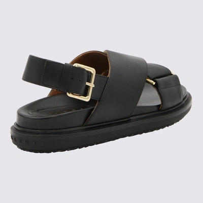 Shop Marni Black Leather Fussbet Sandals