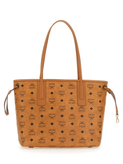 Shop Mcm Shopper Piccola In Tela Monogram In Brown