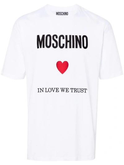 Shop Moschino T-shirt With Embroidery In White