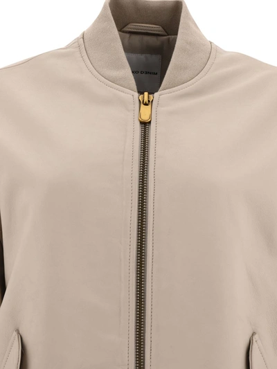 Shop Pinko Monterosi Leather Jacket In Beige
