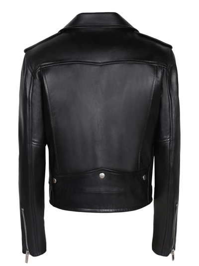 Shop Saint Laurent Black Leather Motorcycle Biker Jacket