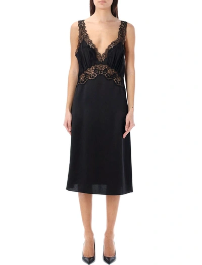 Shop Saint Laurent Slip Dress In Black