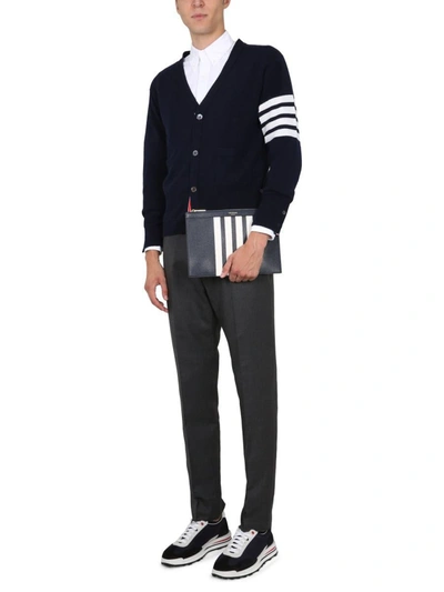 Shop Thom Browne V-neck Cardigan In Blue