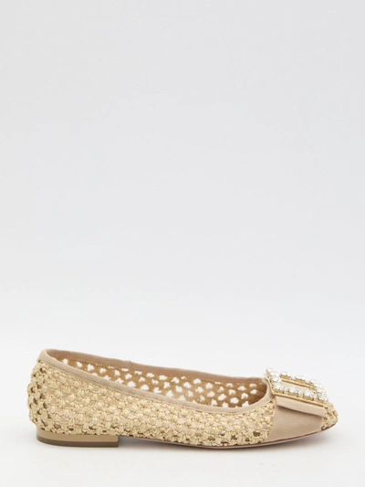 Shop Roger Vivier Tres Vivier Ballerinas In Beige