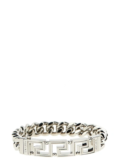 Shop Versace 'greca' Bracelet In Silver