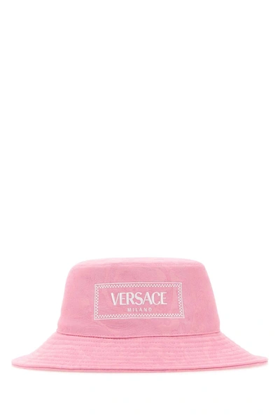 Shop Versace Hats And Headbands In Pinkwhite