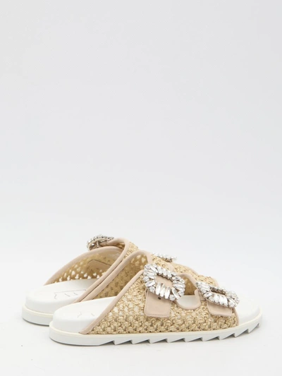 Roger Vivier "rafia Slidy Viv' Slides With Str In Brown