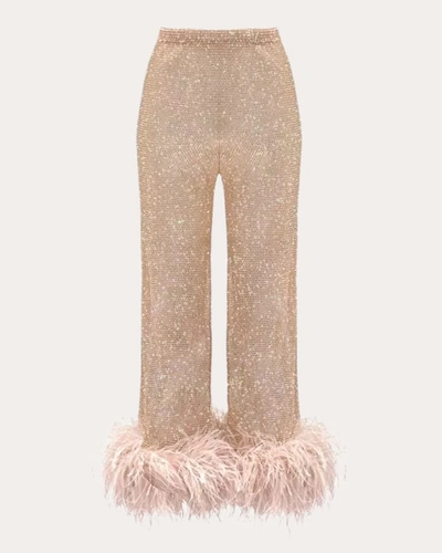 Shop Santa Brands Women's Sheer Sparkle Feathered Pants In Pink