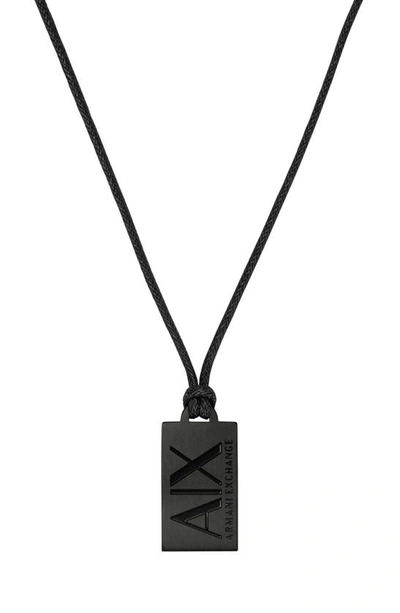 Shop Emporio Armani Dog Tag Necklace In Black