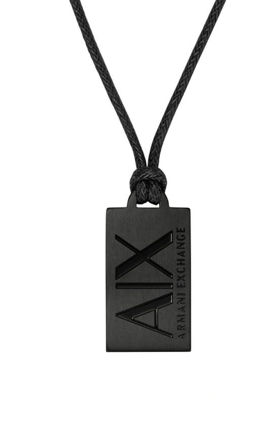 Shop Emporio Armani Dog Tag Necklace In Black
