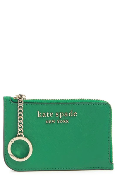 Shop Kate Spade Cameron Medium L-zip Card Holder In Green Bean