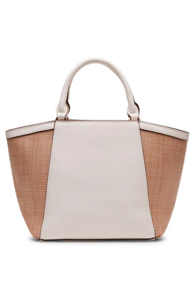 Shop Anne Klein Mixed Media Tote Bag In Anne White/ Natural