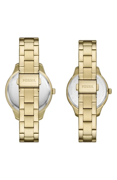 Shop Fossil His & Hers Three-hand Quartz Set Of 2 Bracelet Watches In Gold