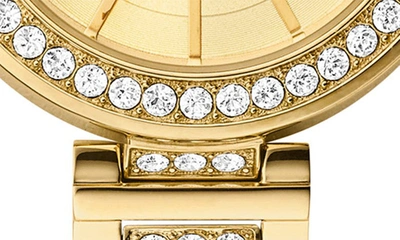 Shop Fossil Karli Cz Embellished Three-hand Quartz Bracelet Watch & Bracelet Set In Gold