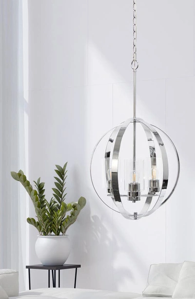 Shop Lalia Home Three Light Glass Shade Flush Mount Sphere Pendant Light In Chrome