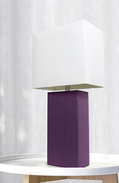 Shop Lalia Home Lexington Faux Leather Table Lamp In Eggplant Purple