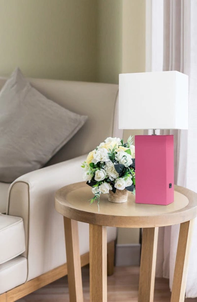 Shop Lalia Home Lexington Faux Leather Usb Table Lamp In Hot Pink