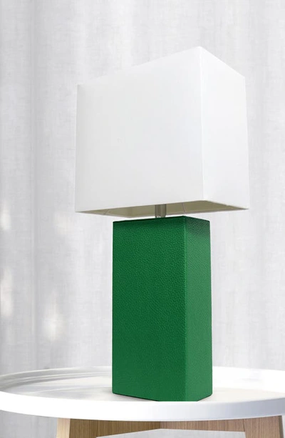 Shop Lalia Home Lexington Faux Leather Table Lamp In Green