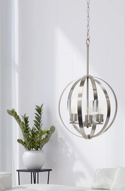 Shop Lalia Home Three Light Glass Shade Flush Mount Sphere Pendant Light In Brushed Nickel