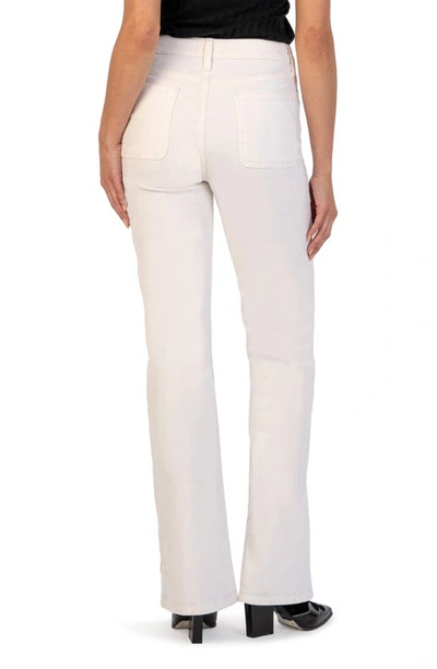 Kut From The Kloth Ana Patch Pocket High Waist Flare Corduroy Pants In Pearl