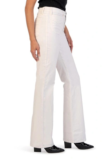 Kut From The Kloth Ana Patch Pocket High Waist Flare Corduroy Pants In Pearl