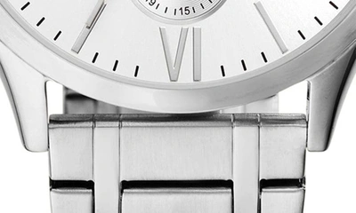 Shop Fossil Fenmore Multifunction Three-hand Quartz Bracelet Watch, 44mm In Silver