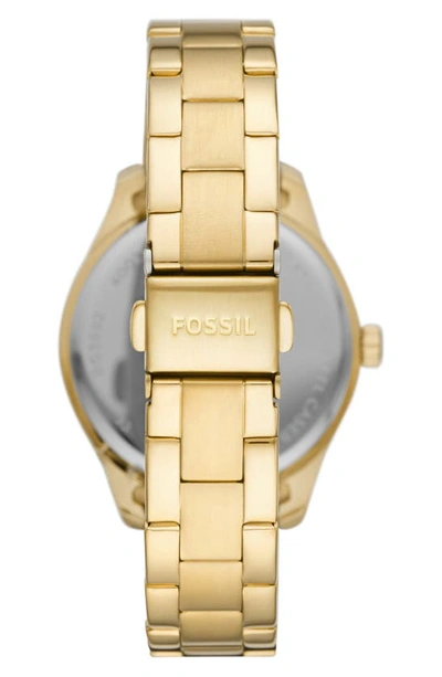 Shop Fossil Rye Multifunction Three-hand Quartz Bracelet Watch, 36mm In Gold