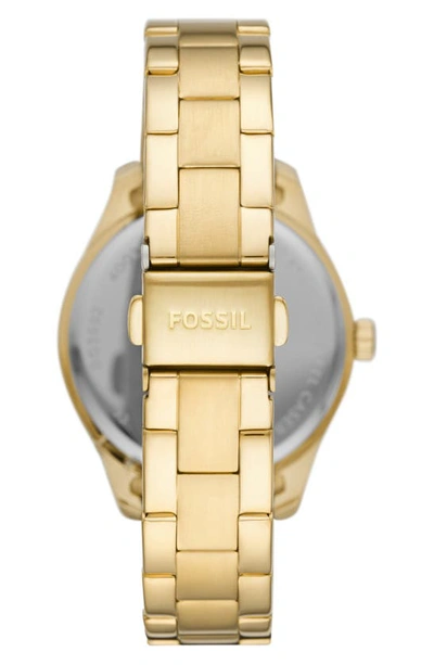 Fossil Rye Multifunction Three-hand Quartz Bracelet Watch, 36mm In Gold