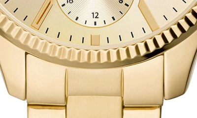 Shop Fossil Rye Multifunction Three-hand Quartz Bracelet Watch, 36mm In Gold