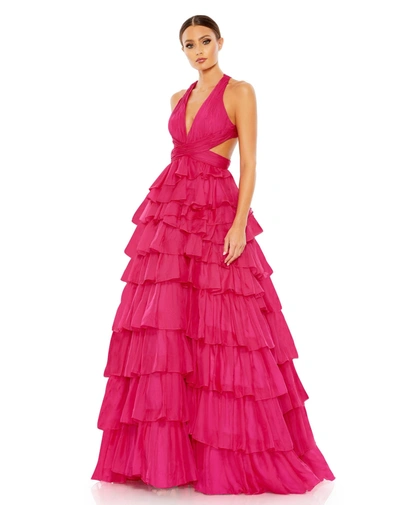 Shop Mac Duggal Chiffon Layered Cut Out Ballgown In Pink