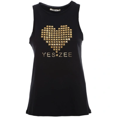 Shop Yes Zee Cotton Tops & Women's T-shirt In Black