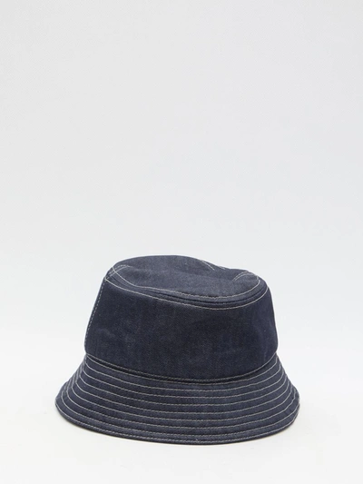 Shop Fendi Denim Bucket Hat In Blue