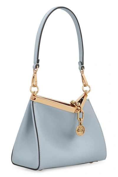 Shop Etro Vela Mini Leather Shoulder Bag In Blue