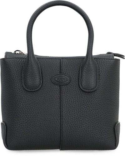 Shop Tod's Di Smooth Leather Tote Bag In Black