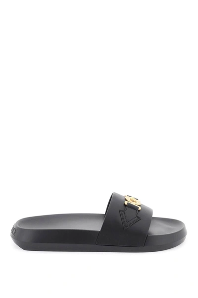 Shop Versace Medusa Biggie Slides In Black