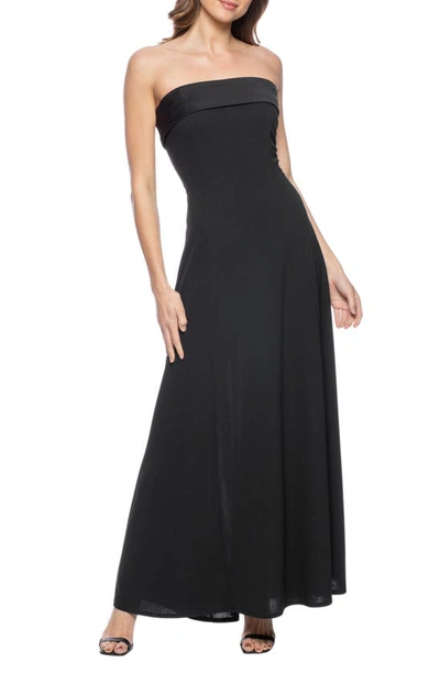 Shop Marina Scuba Strapless Evening Gown In Black
