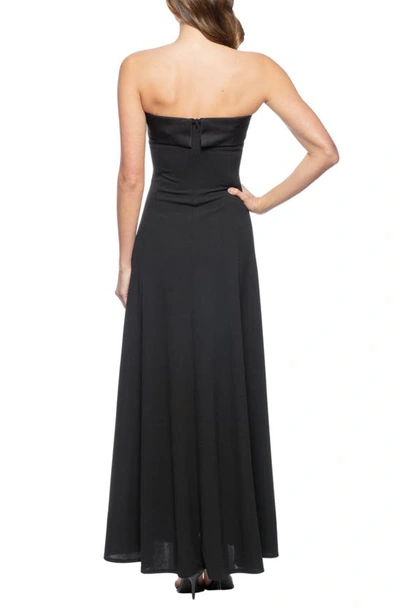 Shop Marina Scuba Strapless Evening Gown In Black
