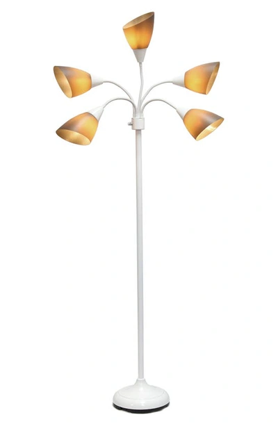 Shop Lalia Home Five Light Goose Neck Floor Lamp In White/ Gray Shades