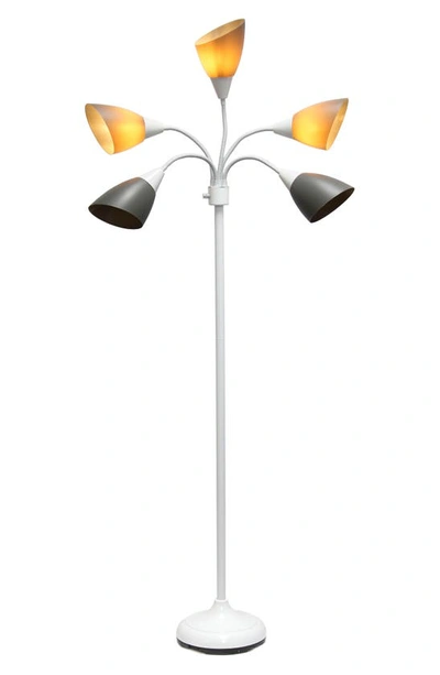 Shop Lalia Home Five Light Goose Neck Floor Lamp In White/ Gray Shades