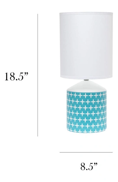 Shop Lalia Home Cross Print Table Lamp In White With Blue