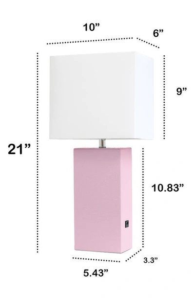 Shop Lalia Home Lexington Faux Leather Usb Table Lamp In Blush Pink