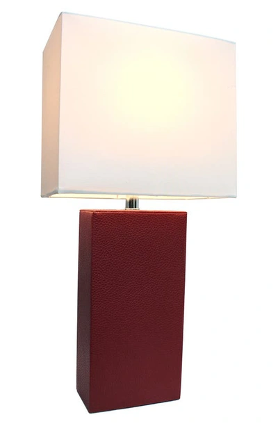 Shop Lalia Home Lexington Faux Leather Table Lamp In Red
