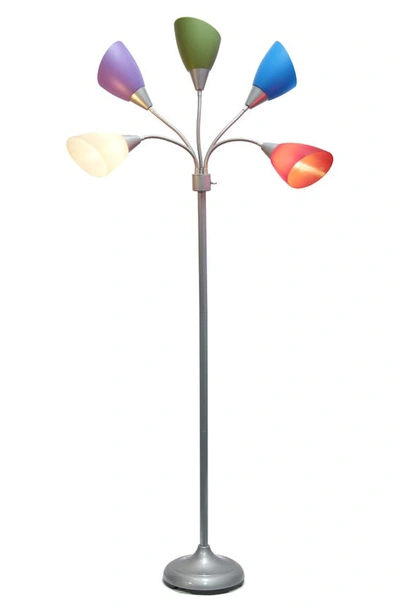 Shop Lalia Home Five Light Goose Neck Floor Lamp In Silver/ Multicolor Shades