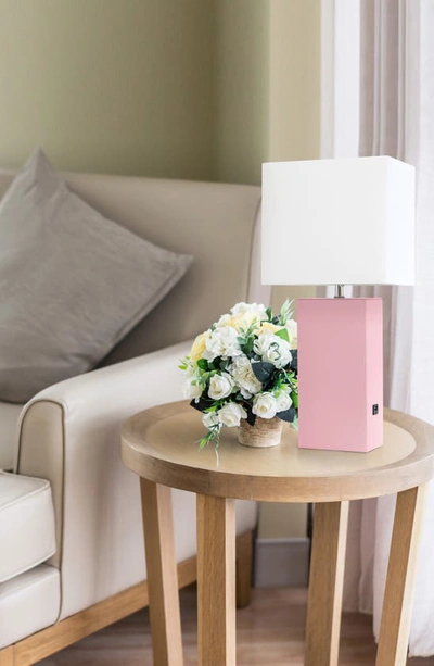 Shop Lalia Home Lexington Faux Leather Usb Table Lamp In Pink