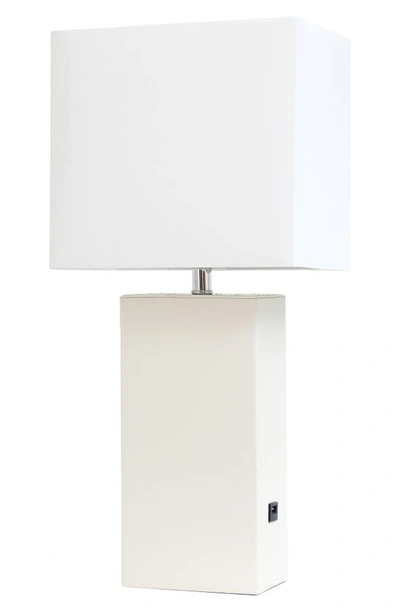 Shop Lalia Home Lexington Faux Leather Usb Table Lamp In White