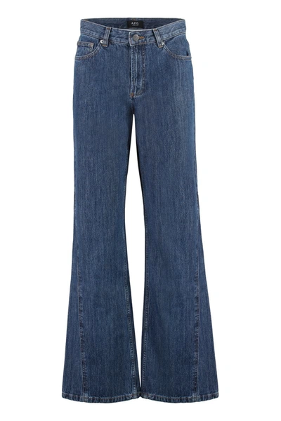 Shop Apc A.p.c. High-rise Flared Jeans In Denim