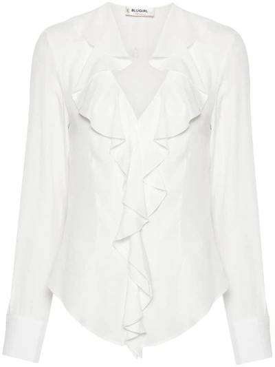 Shop Blumarine Blouse With Gathered Details In White