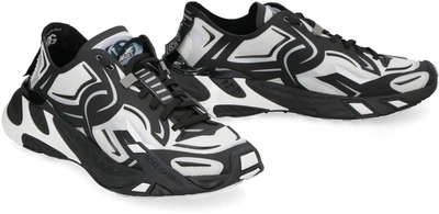 Dolce & Gabbana Two-tones Fabric Dragon Sneakers For Men In Black
