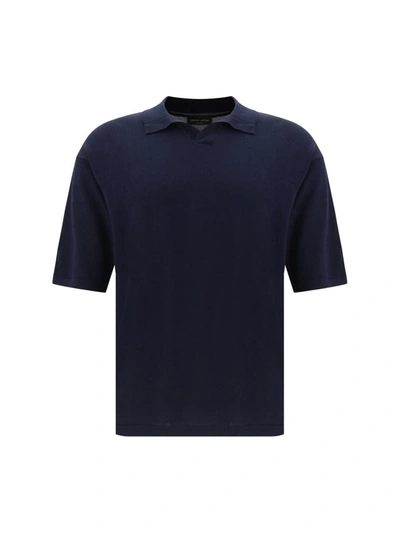 Shop Roberto Collina Polo Shirts In Navy