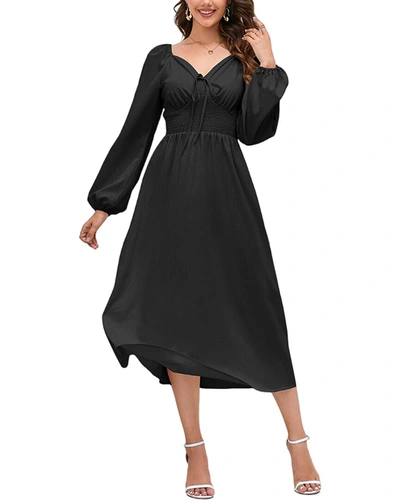 Shop Vera Dolini Midi Dress In Black